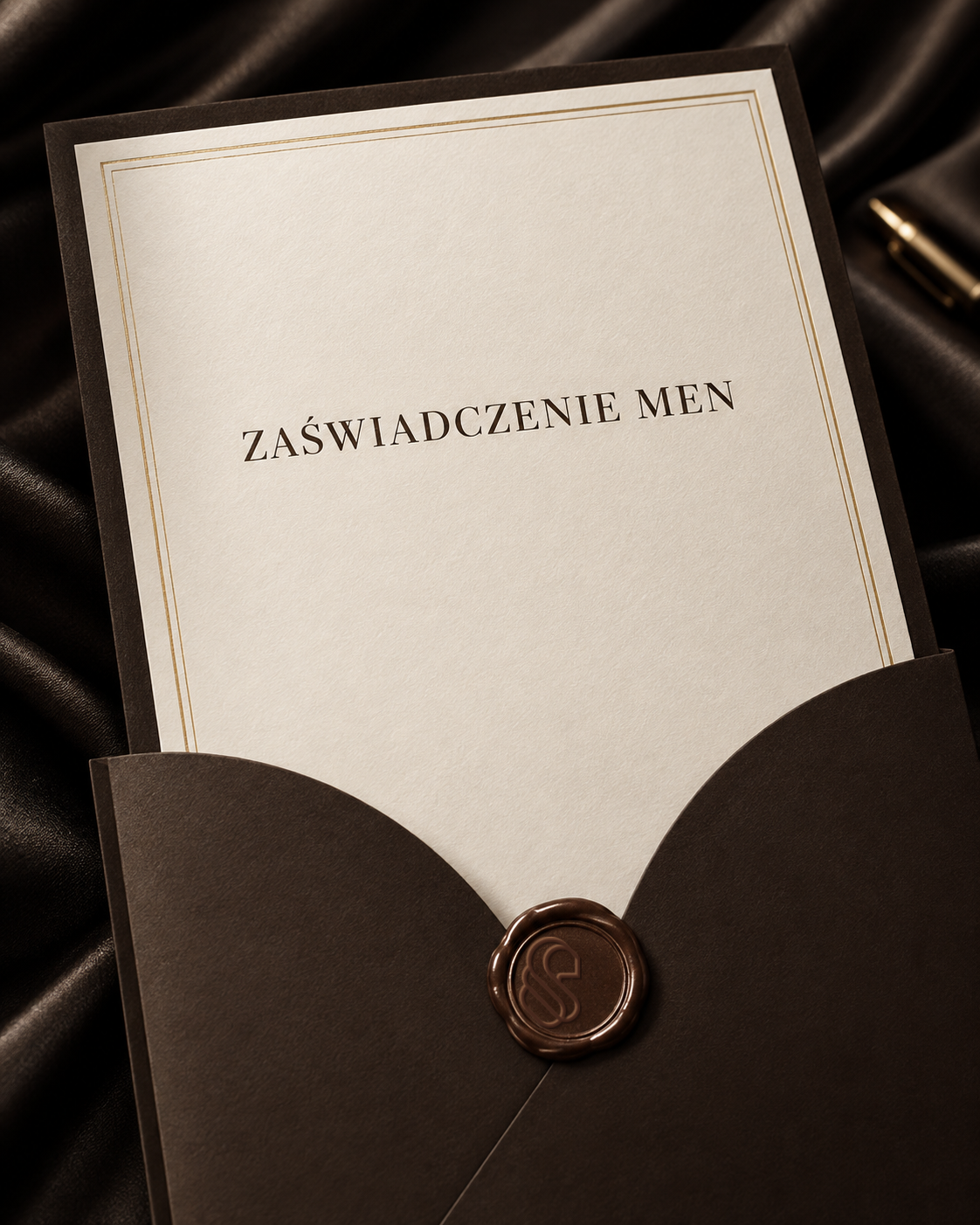 Elegancka oprawa zaświadczenia z pieczęcią DBA